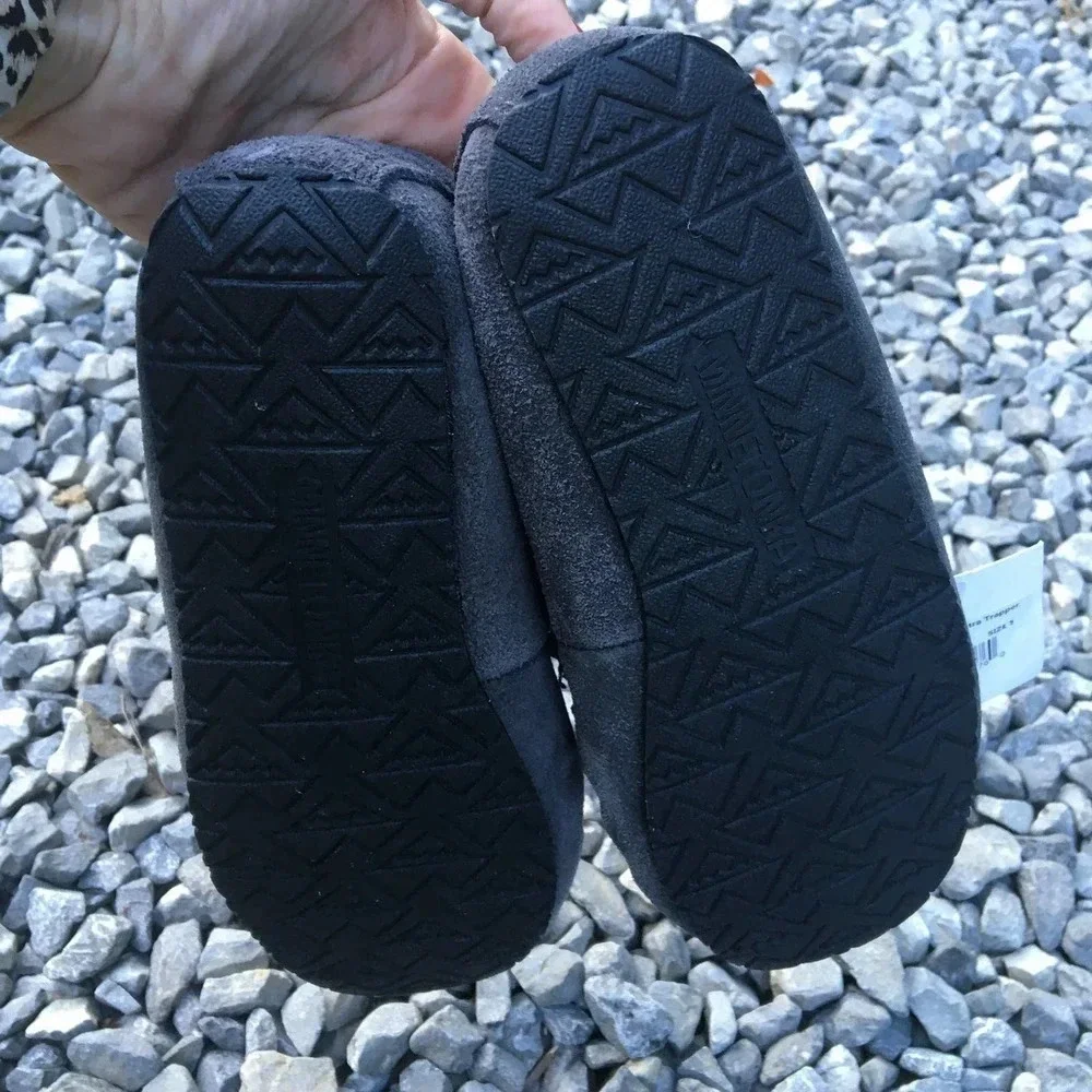 Minnetonka Baby's Petra Trapper Moccasin Charcoal Grey Slippers Size 5 NWT